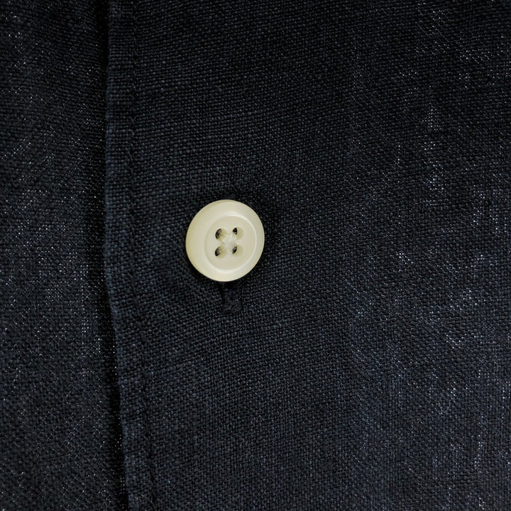 NAUTICA short sleeve linen shirt, men's size XL linen black type Vintage Second Hand