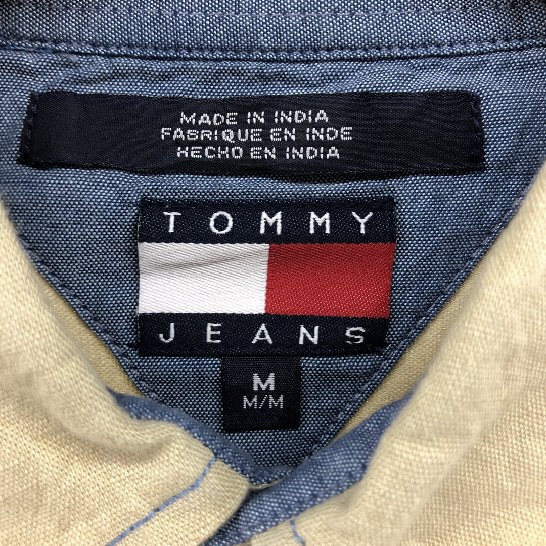 Tommy Hilfiger short sleeve cotton x linen shirt, men's size M cotton Beige type Vintage Second Hand
