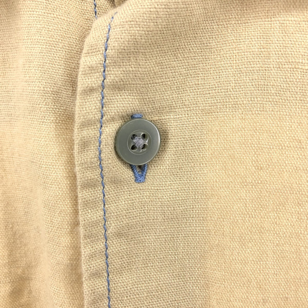 Tommy Hilfiger short sleeve cotton x linen shirt, men's size M cotton Beige type Vintage Second Hand