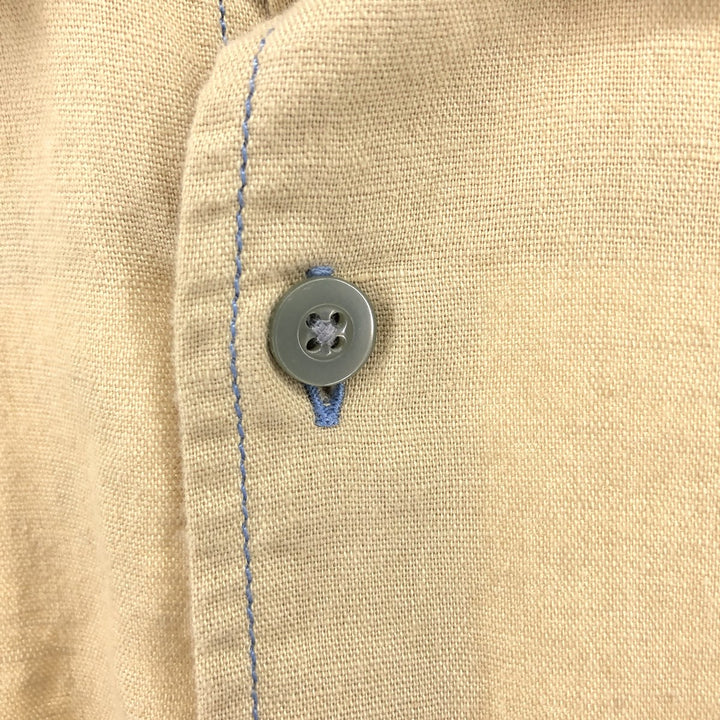 Tommy Hilfiger short sleeve cotton x linen shirt, men's size M cotton Beige type Vintage Second Hand