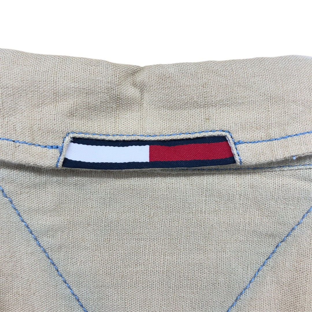 Tommy Hilfiger short sleeve cotton x linen shirt, men's size M cotton Beige type Vintage Second Hand