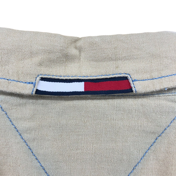 Tommy Hilfiger short sleeve cotton x linen shirt, men's size M cotton Beige type Vintage Second Hand