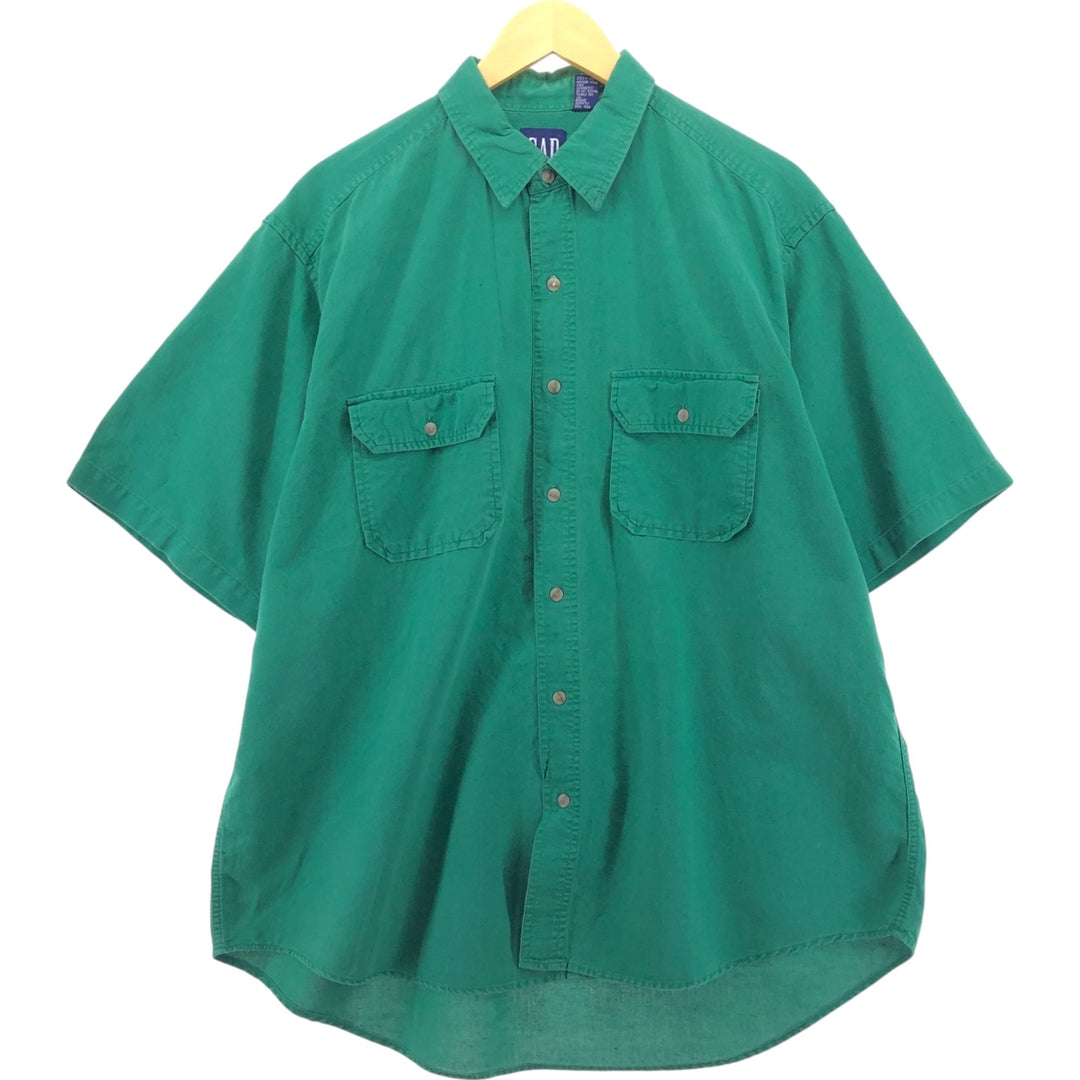 90'S GAP Old Gap Short Sleeve Cotton x Linen Shirt Men's L Size Vintage linen green type Vintage Second Hand