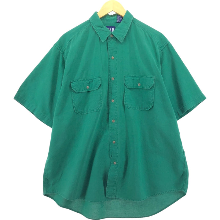 90'S GAP Old Gap Short Sleeve Cotton x Linen Shirt Men's L Size Vintage linen green type Vintage Second Hand