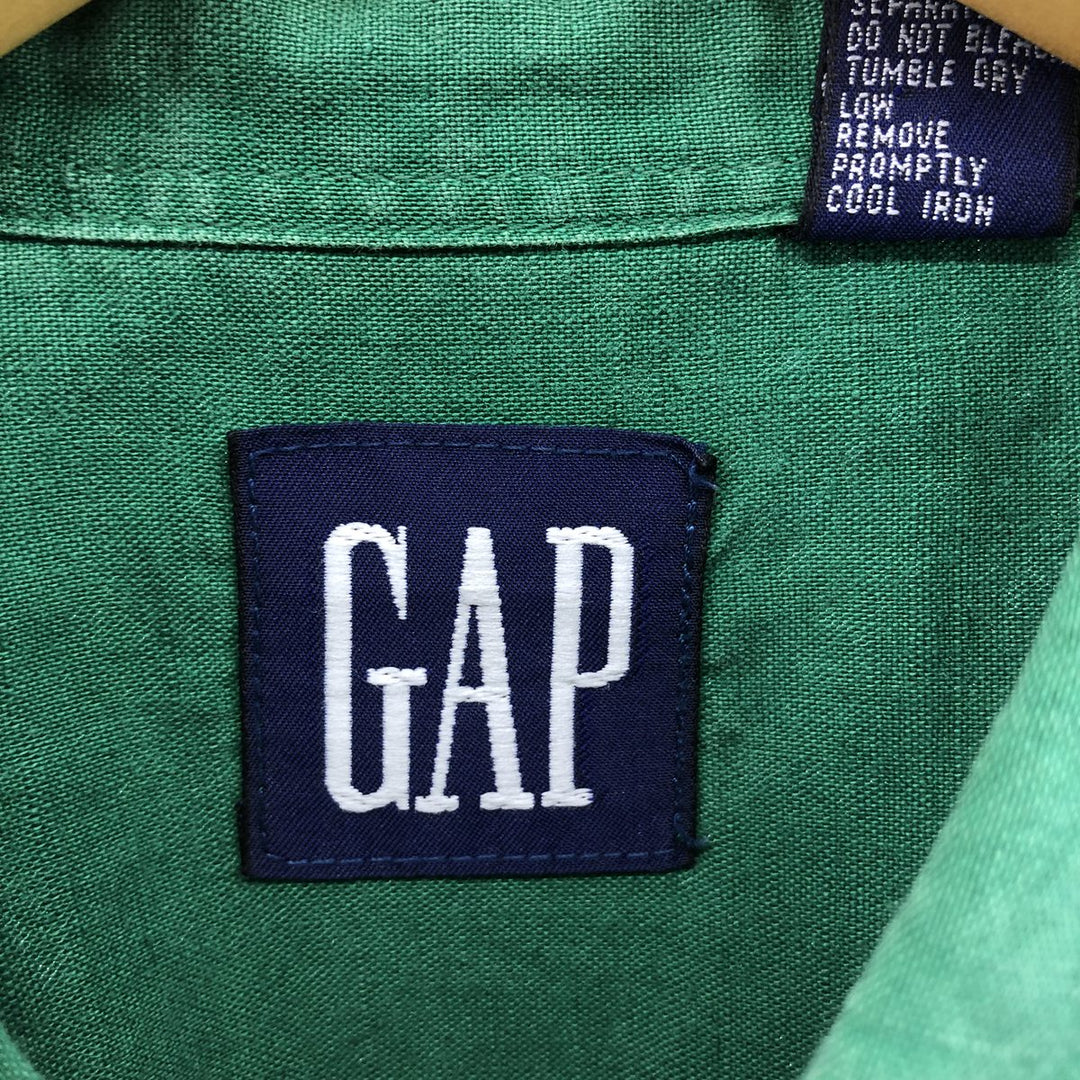 90'S GAP Old Gap Short Sleeve Cotton x Linen Shirt Men's L Size Vintage linen green type Vintage Second Hand