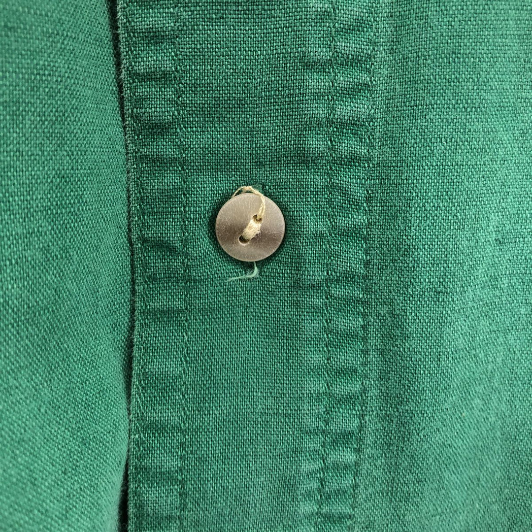90'S GAP Old Gap Short Sleeve Cotton x Linen Shirt Men's L Size Vintage linen green type Vintage Second Hand