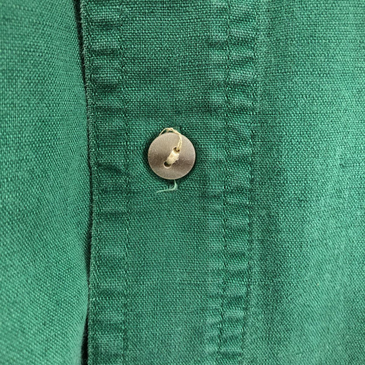 90'S GAP Old Gap Short Sleeve Cotton x Linen Shirt Men's L Size Vintage linen green type Vintage Second Hand