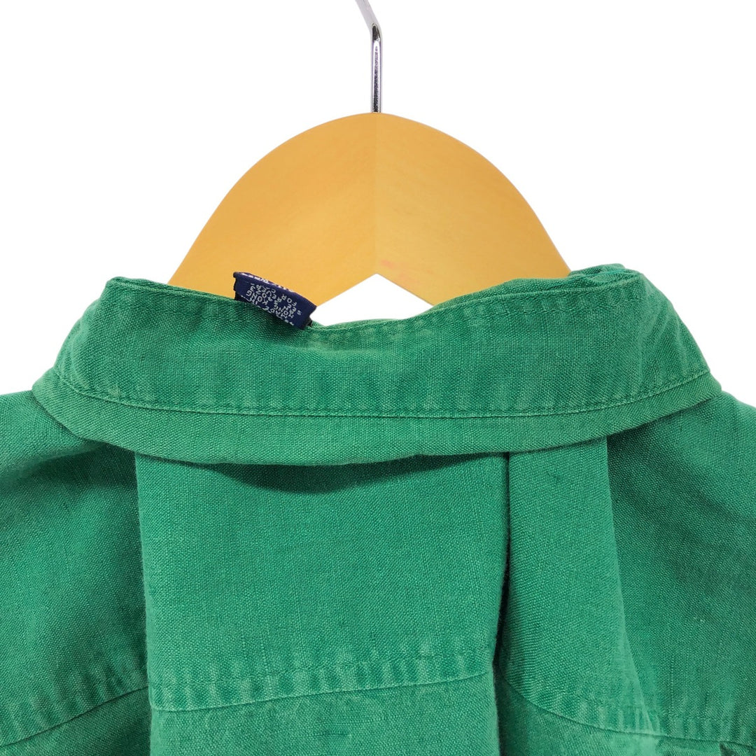 90'S GAP Old Gap Short Sleeve Cotton x Linen Shirt Men's L Size Vintage linen green type Vintage Second Hand