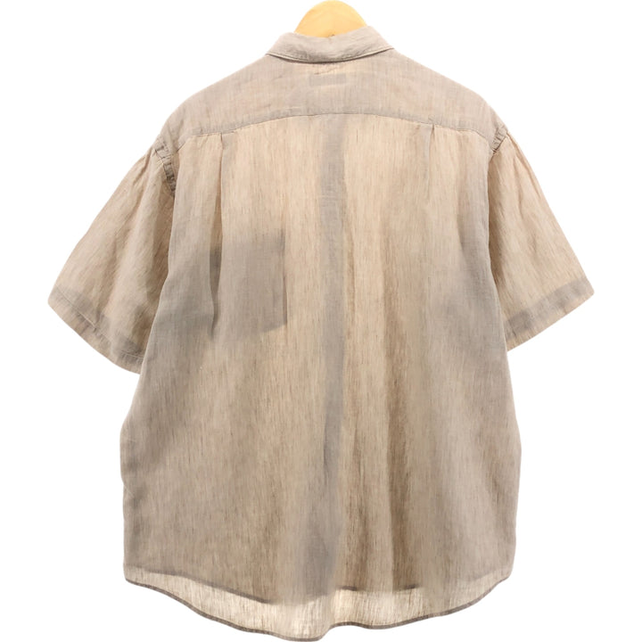 NAUTICA short sleeve linen shirt, men's size L linen Beige type Vintage Second Hand