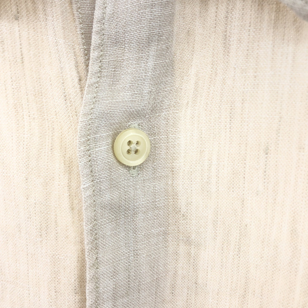 NAUTICA short sleeve linen shirt, men's size L linen Beige type Vintage Second Hand