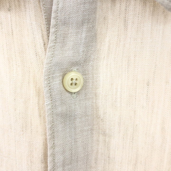 NAUTICA short sleeve linen shirt, men's size L linen Beige type Vintage Second Hand