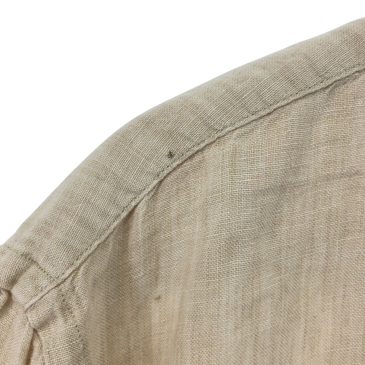 NAUTICA short sleeve linen shirt, men's size L linen Beige type Vintage Second Hand