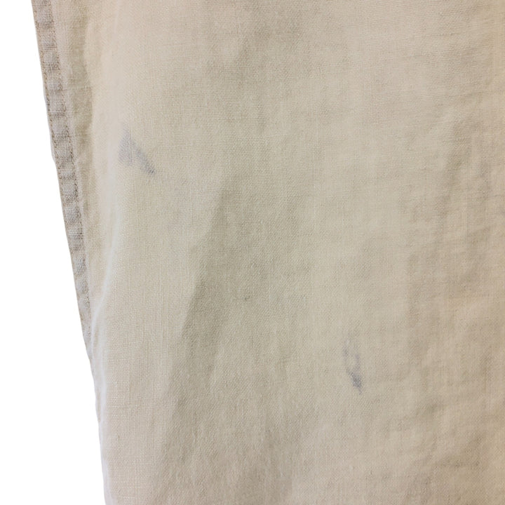 LLBean short sleeve linen button-down shirt, men's size M linen ivory Vintage Second Hand