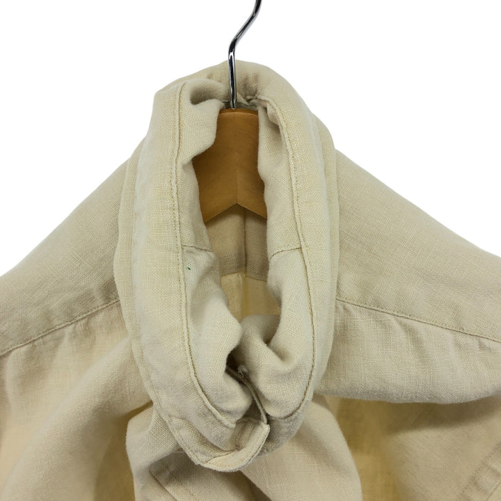LLBean short sleeve linen button-down shirt, men's size M linen ivory Vintage Second Hand