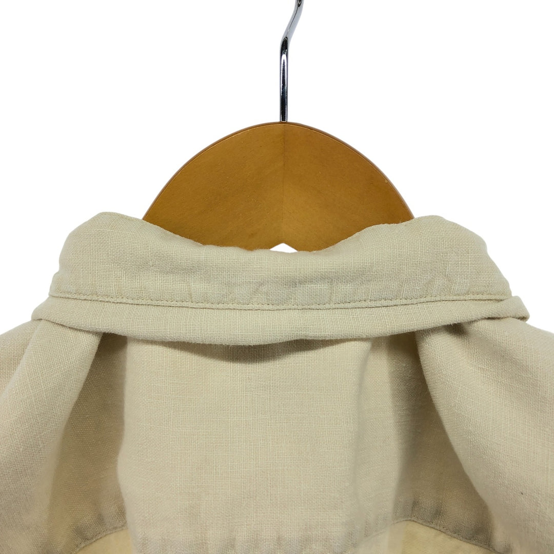 LLBean short sleeve linen button-down shirt, men's size M linen ivory Vintage Second Hand
