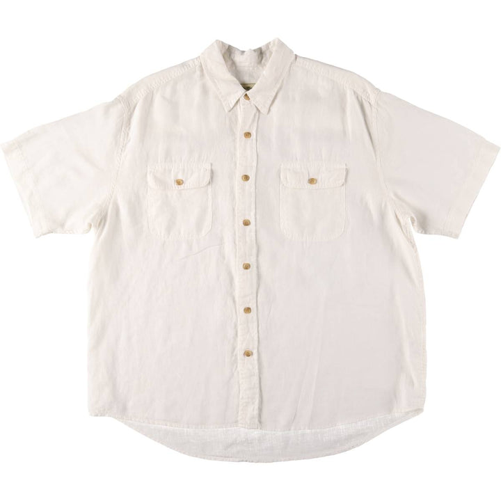 Eddie Bauer short sleeve linen shirt, men's XL size linen white type Vintage Second Hand