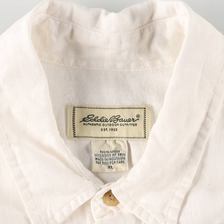 Eddie Bauer short sleeve linen shirt, men's XL size linen white type Vintage Second Hand
