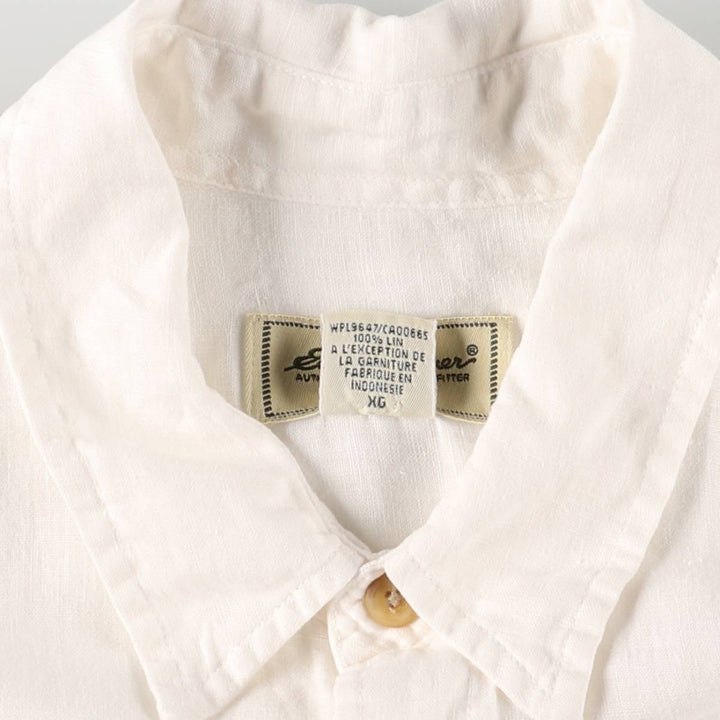 Eddie Bauer short sleeve linen shirt, men's XL size linen white type Vintage Second Hand