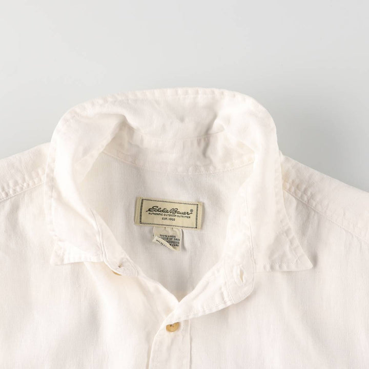 Eddie Bauer short sleeve linen shirt, men's XL size linen white type Vintage Second Hand