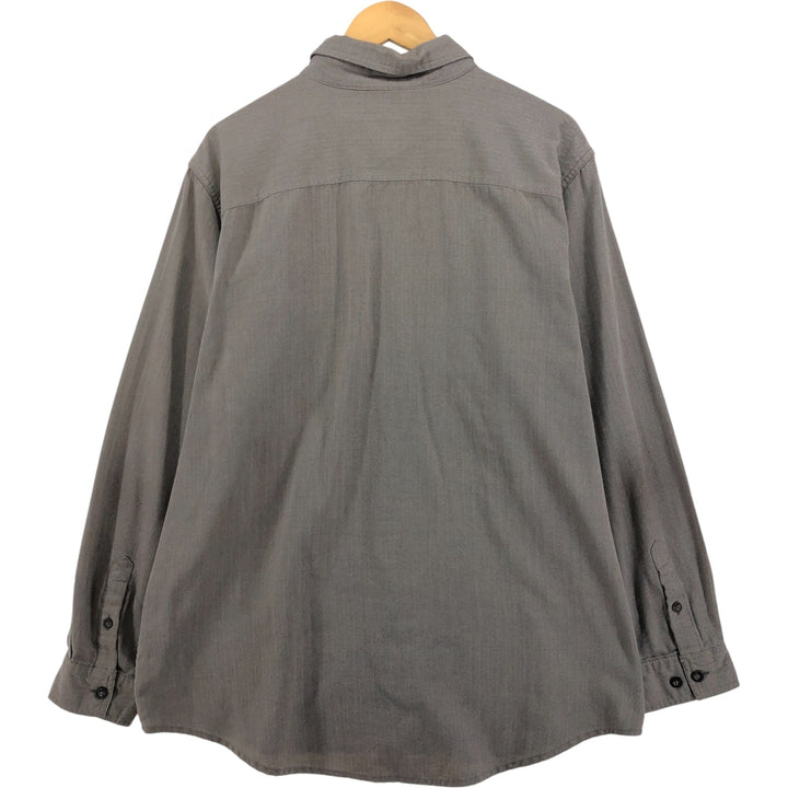 Harley-Davidson Hidden Button-Down Herringbone Long Sleeve Work Shirt, Men's Size XL cotton brown type Vintage Second Hand