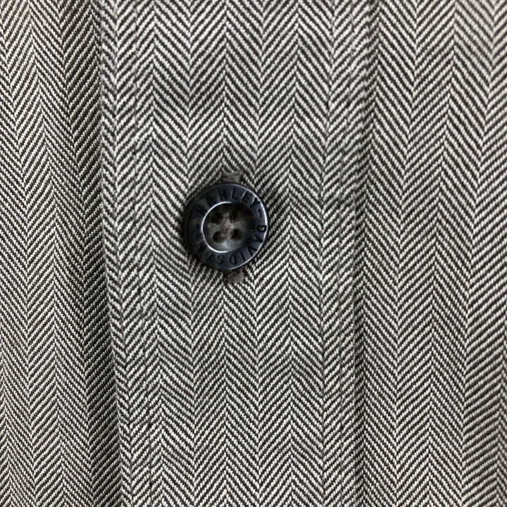 Harley-Davidson Hidden Button-Down Herringbone Long Sleeve Work Shirt, Men's Size XL cotton brown type Vintage Second Hand