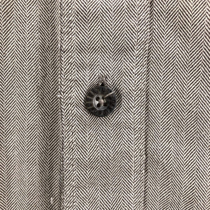 Harley-Davidson Hidden Button-Down Herringbone Long Sleeve Work Shirt, Men's Size XL cotton brown type Vintage Second Hand