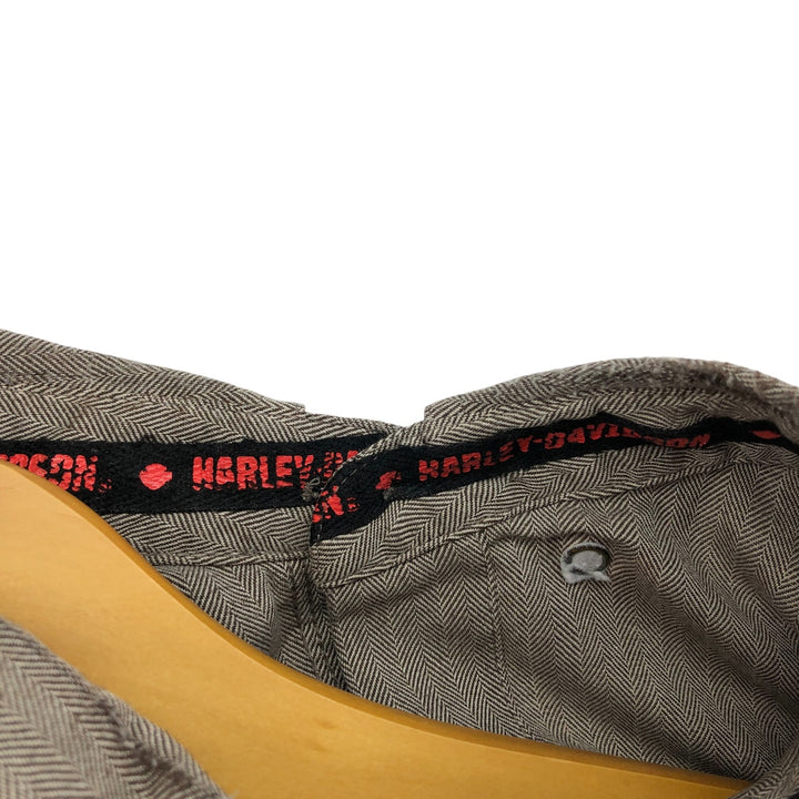 Harley-Davidson Hidden Button-Down Herringbone Long Sleeve Work Shirt, Men's Size XL cotton brown type Vintage Second Hand