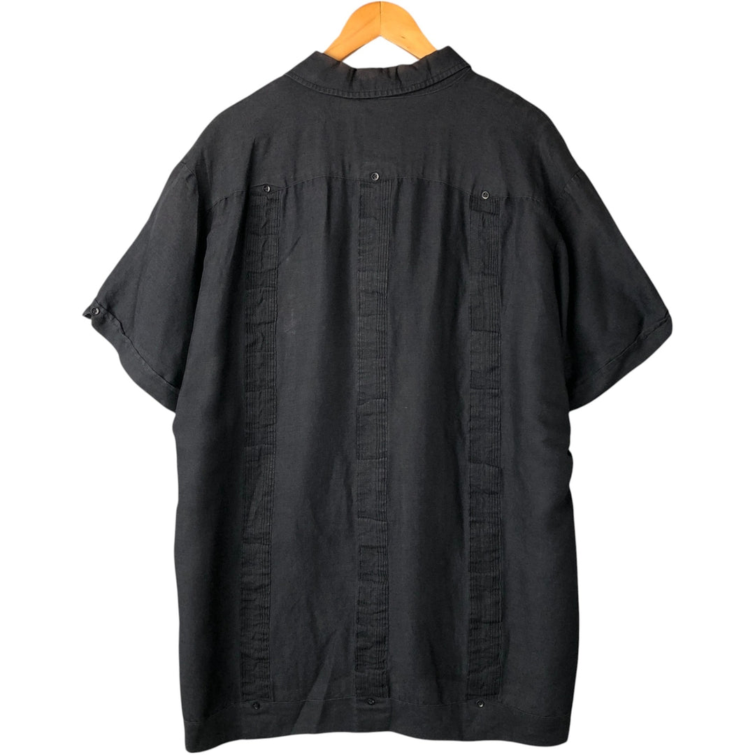 CENTRO Short Sleeve Open Collar Mexican Shirt, Cuban Shirt, Box Shirt, Men's XXL Lamy black type Vintage Second Hand