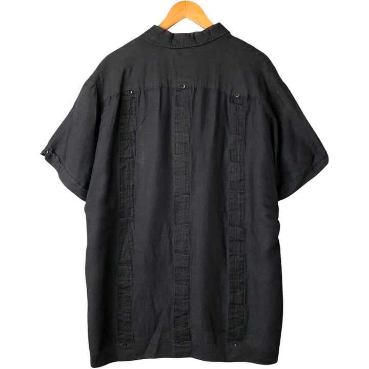 CENTRO Short Sleeve Open Collar Mexican Shirt, Cuban Shirt, Box Shirt, Men's XXL Lamy black type Vintage Second Hand