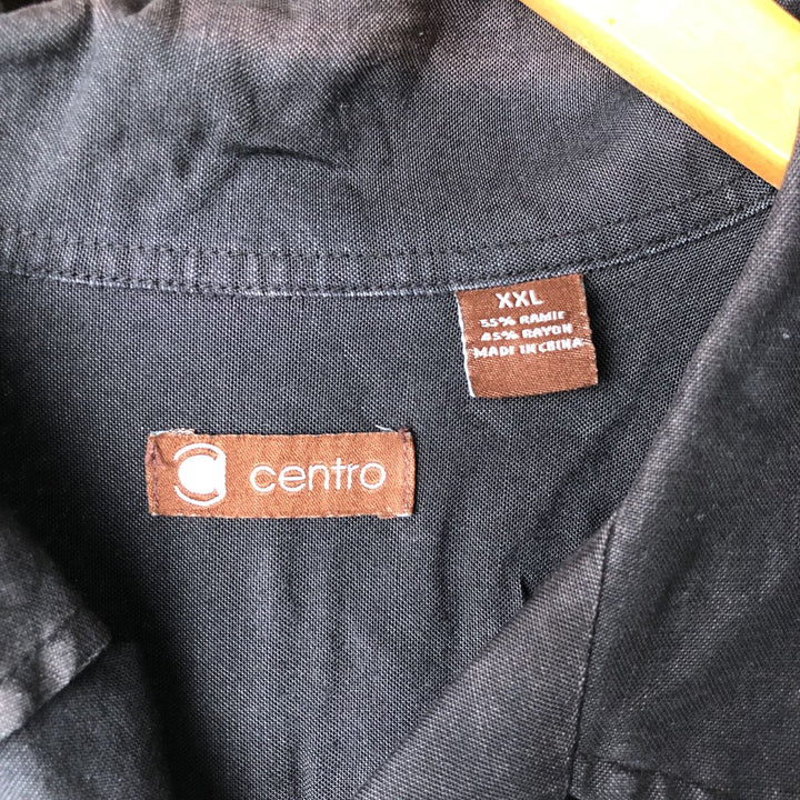 CENTRO Short Sleeve Open Collar Mexican Shirt, Cuban Shirt, Box Shirt, Men's XXL Lamy black type Vintage Second Hand