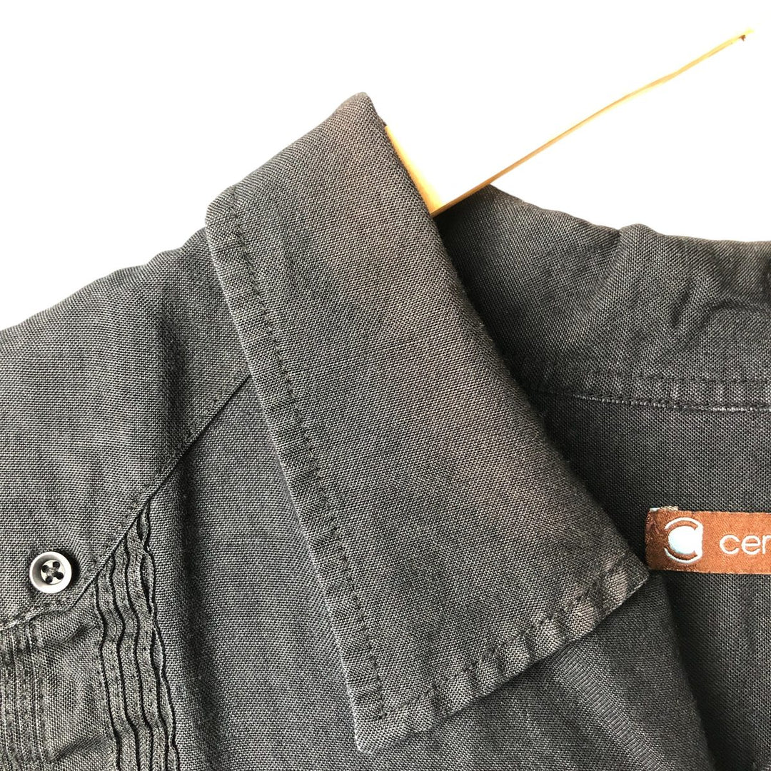 CENTRO Short Sleeve Open Collar Mexican Shirt, Cuban Shirt, Box Shirt, Men's XXL Lamy black type Vintage Second Hand