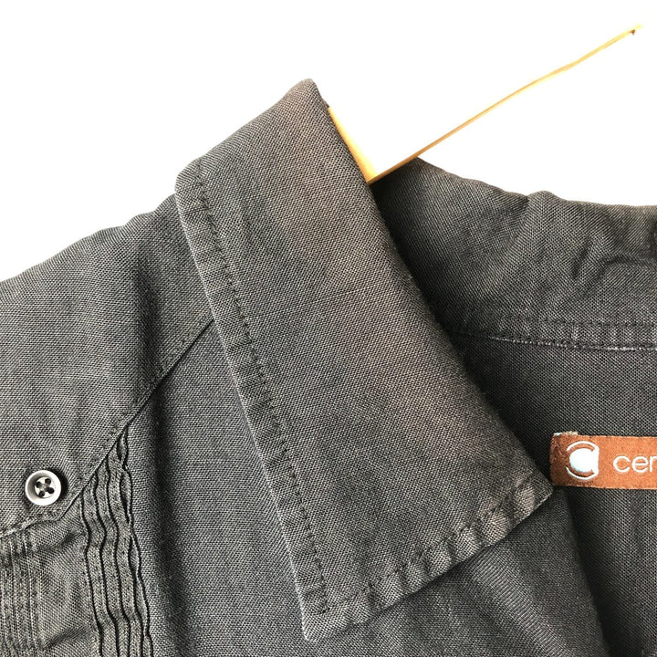 CENTRO Short Sleeve Open Collar Mexican Shirt, Cuban Shirt, Box Shirt, Men's XXL Lamy black type Vintage Second Hand
