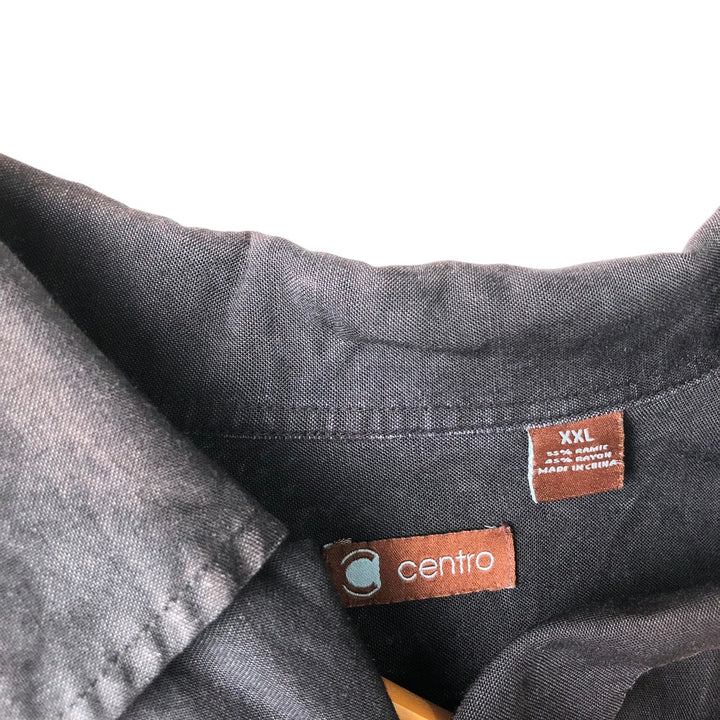CENTRO Short Sleeve Open Collar Mexican Shirt, Cuban Shirt, Box Shirt, Men's XXL Lamy black type Vintage Second Hand