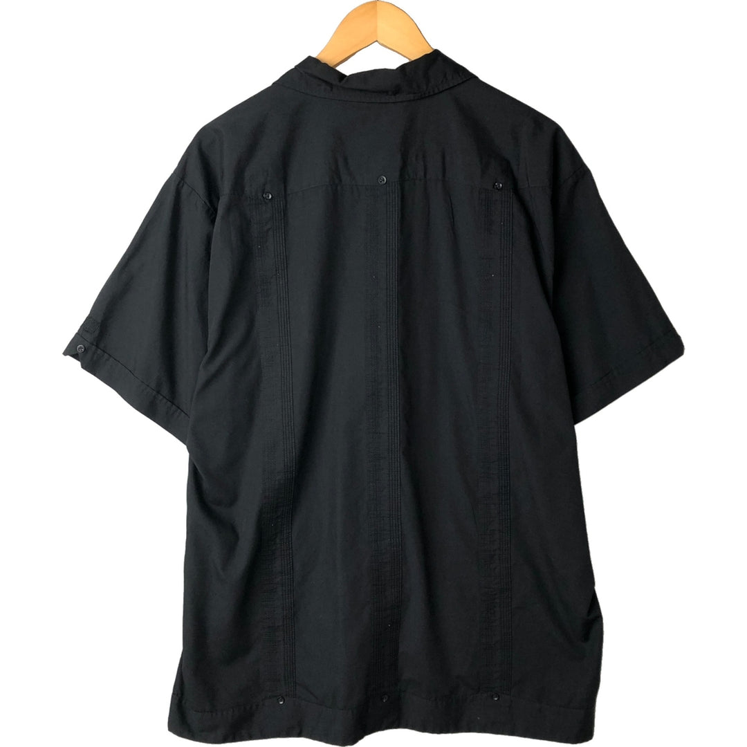 The Havanera Co. Short Sleeve Open Collar Mexican Shirt, Cuban Shirt, Boxy Shirt, Men's Size XL polyester black type Vintage Second Hand