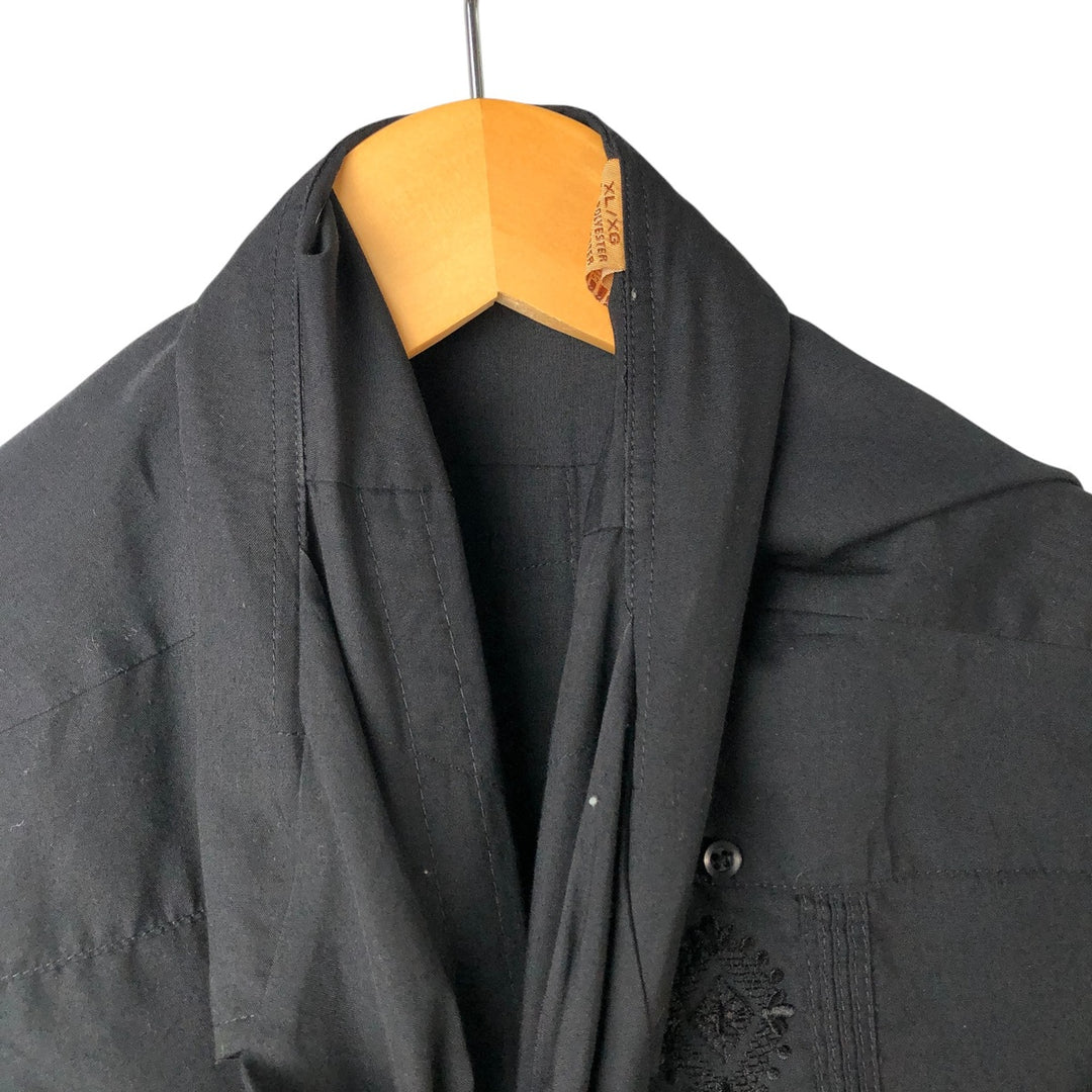 The Havanera Co. Short Sleeve Open Collar Mexican Shirt, Cuban Shirt, Boxy Shirt, Men's Size XL polyester black type Vintage Second Hand