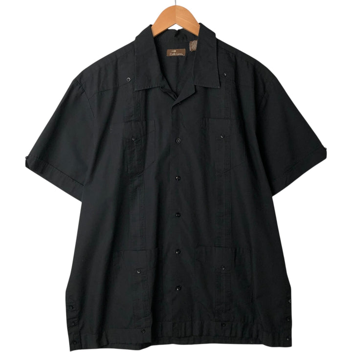 Cafe Luna Short Sleeve Open Collar Mexican Shirt, Cuban Shirt, Box Shirt, Men's Size XL cotton black type Vintage Second Hand