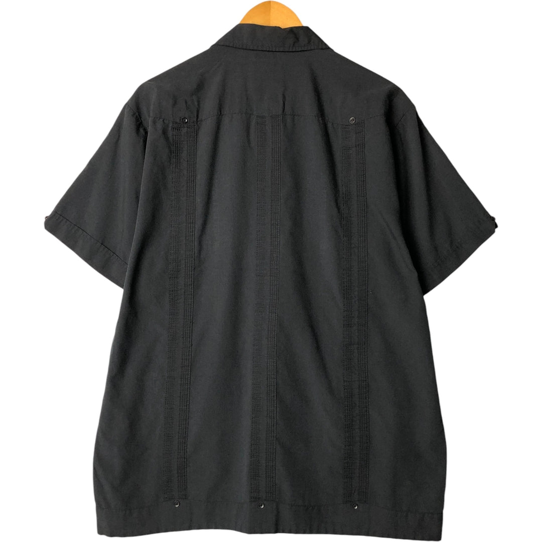 the Havanera Co. Short Sleeve Open Collar Mexican Shirt Cuban Shirt Box Shirt Men's Size L polyester black type Vintage Second Hand