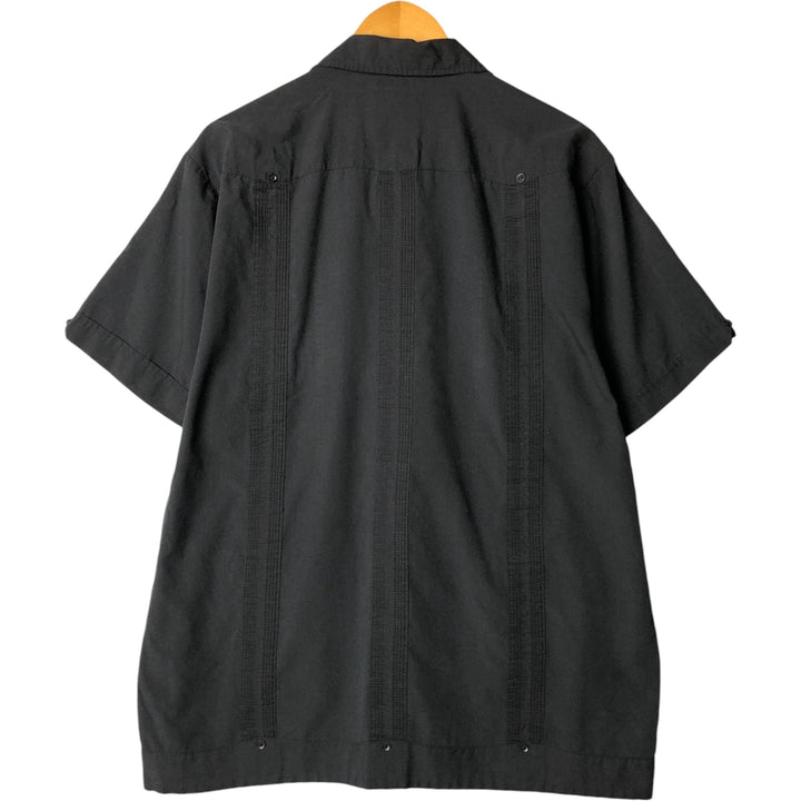 the Havanera Co. Short Sleeve Open Collar Mexican Shirt Cuban Shirt Box Shirt Men's Size L polyester black type Vintage Second Hand