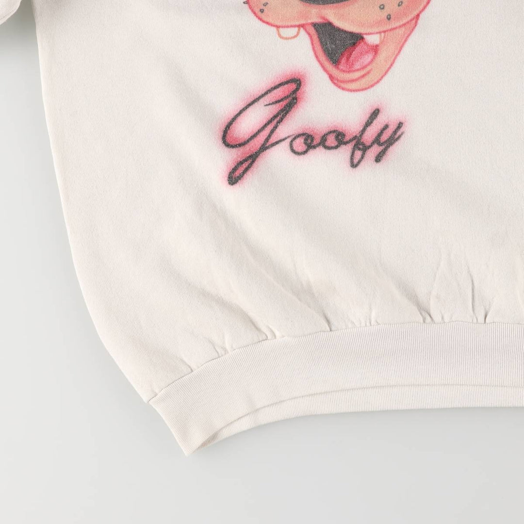 90'S Fruit of the Loom Goofy character sweatshirt, men's size XL, vintage cotton white type Vintage Second Hand