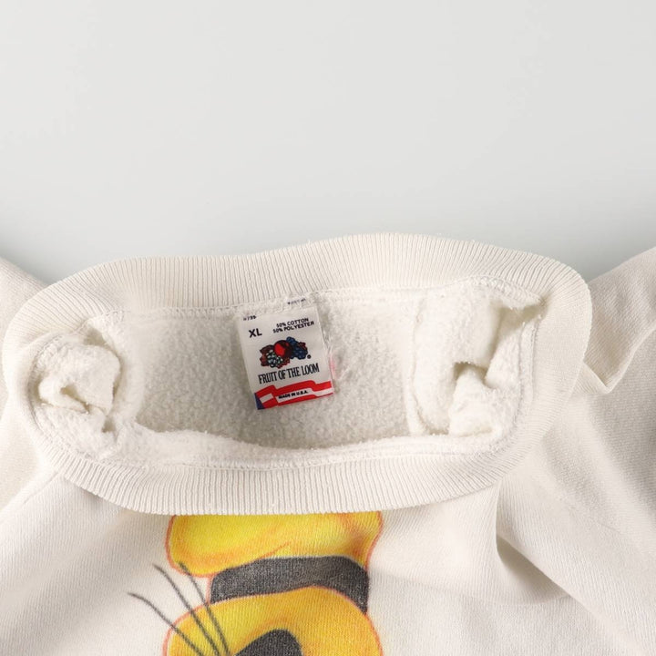 90'S Fruit of the Loom Goofy character sweatshirt, men's size XL, vintage cotton white type Vintage Second Hand