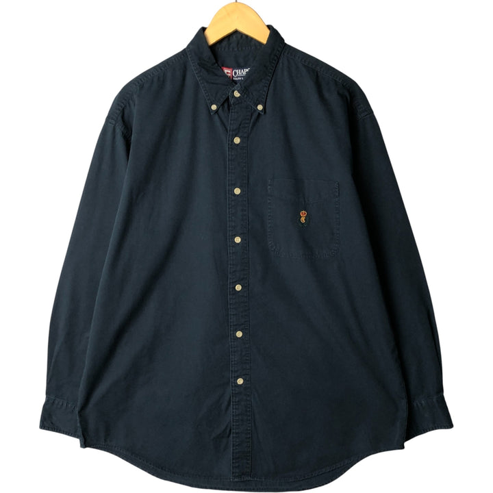 90'S Ralph Lauren CHAPS long sleeve button down shirt men's size L vintage cotton navy blue type Vintage Second Hand