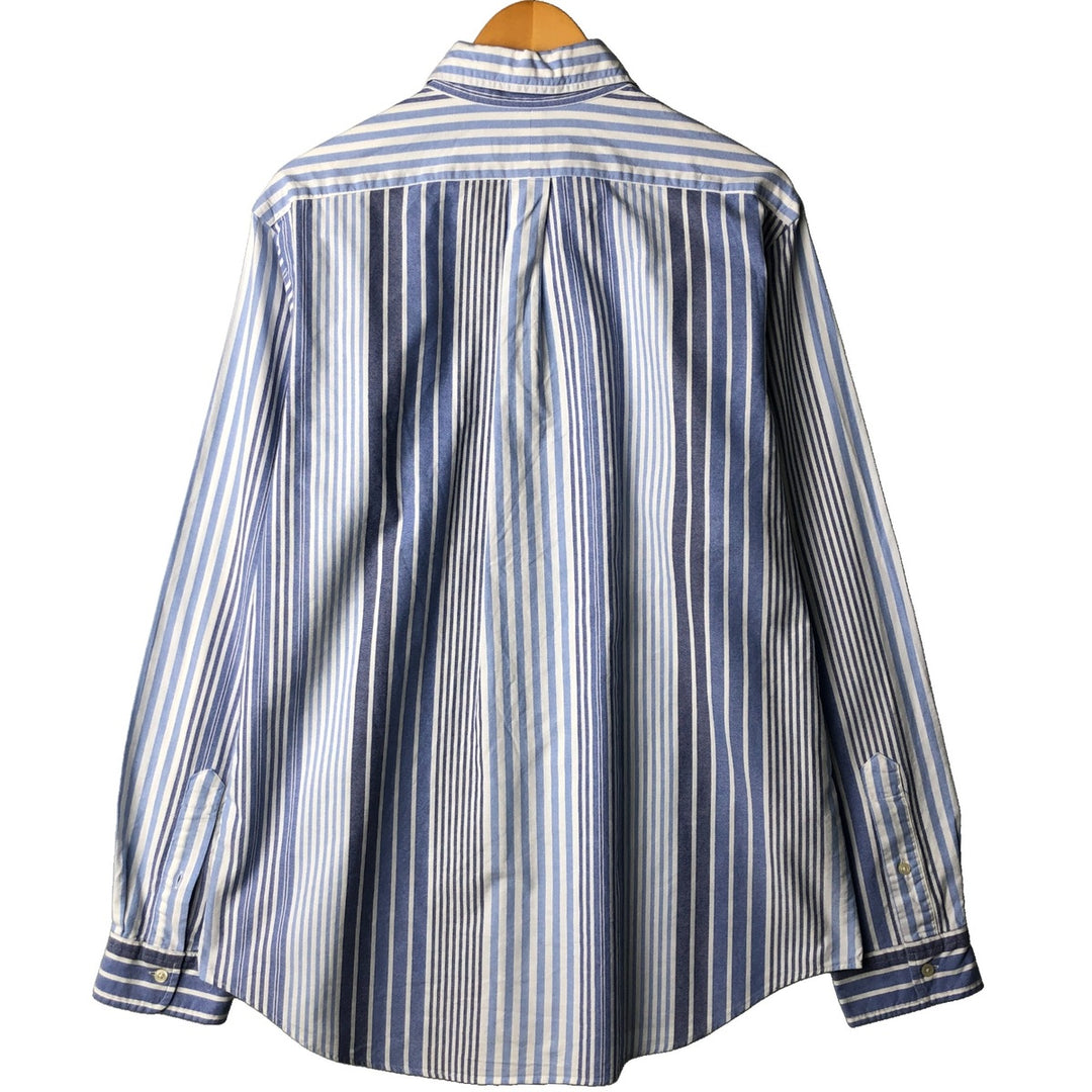 Ralph Lauren long sleeve button down striped shirt, men's size L cotton white type Vintage Second Hand