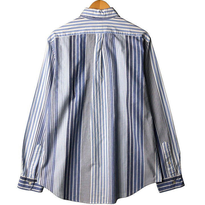 Ralph Lauren long sleeve button down striped shirt, men's size L cotton white type Vintage Second Hand