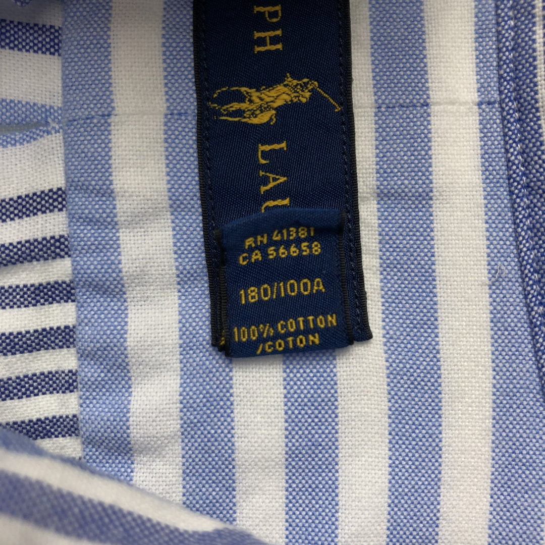 Ralph Lauren long sleeve button down striped shirt, men's size L cotton white type Vintage Second Hand