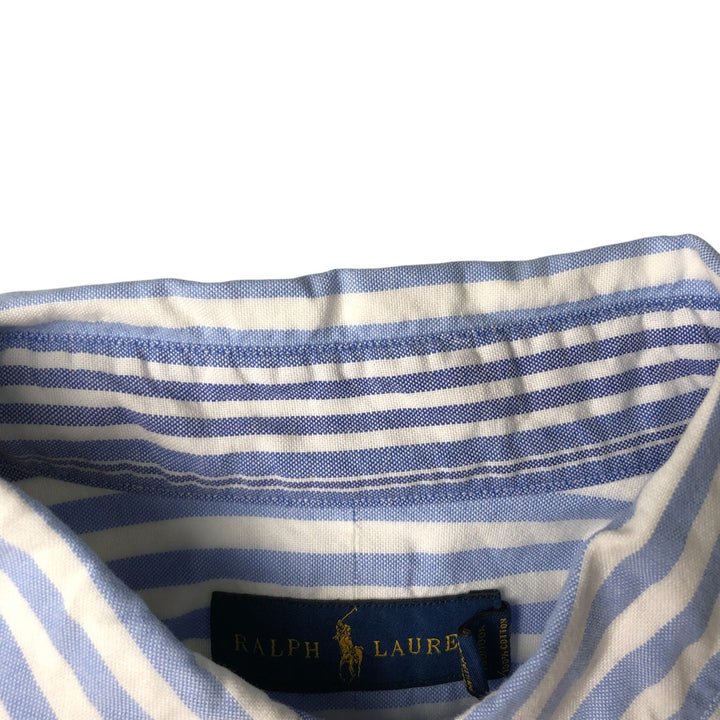 Ralph Lauren long sleeve button down striped shirt, men's size L cotton white type Vintage Second Hand