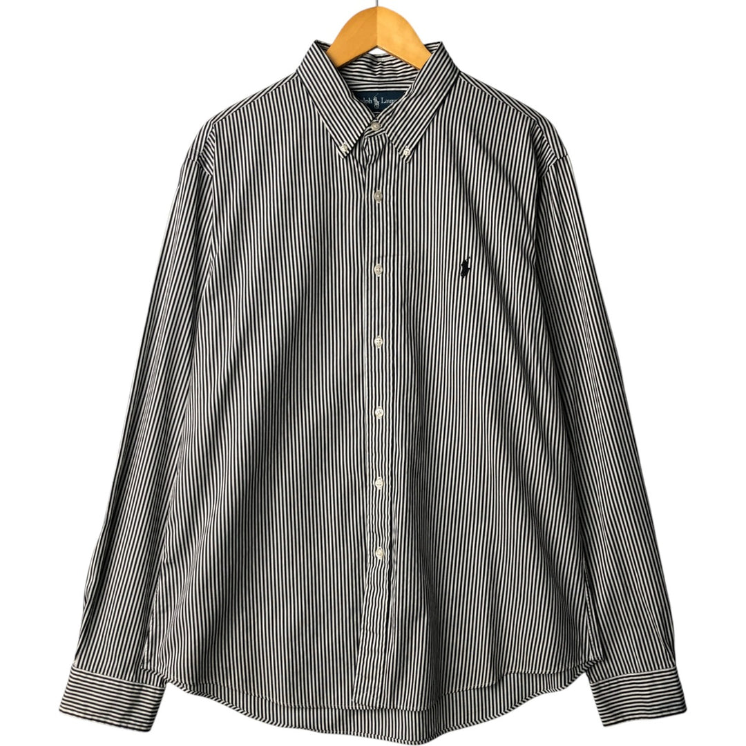 Ralph Lauren CUSTOM FIT long sleeve button down striped shirt men's XL size cotton white type Vintage Second Hand
