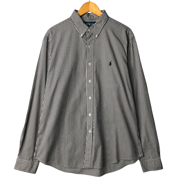 Ralph Lauren CUSTOM FIT long sleeve button down striped shirt men's XL size cotton white type Vintage Second Hand