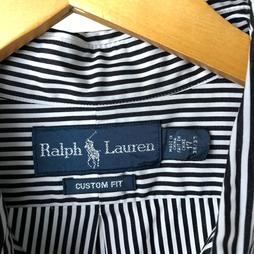 Ralph Lauren CUSTOM FIT long sleeve button down striped shirt men's XL size cotton white type Vintage Second Hand