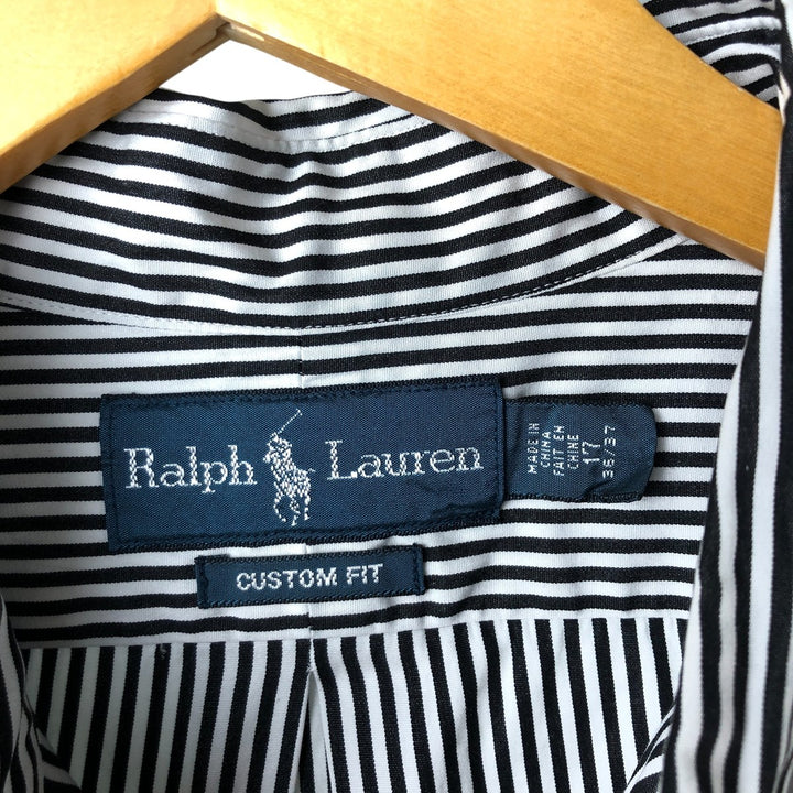 Ralph Lauren CUSTOM FIT long sleeve button down striped shirt men's XL size cotton white type Vintage Second Hand