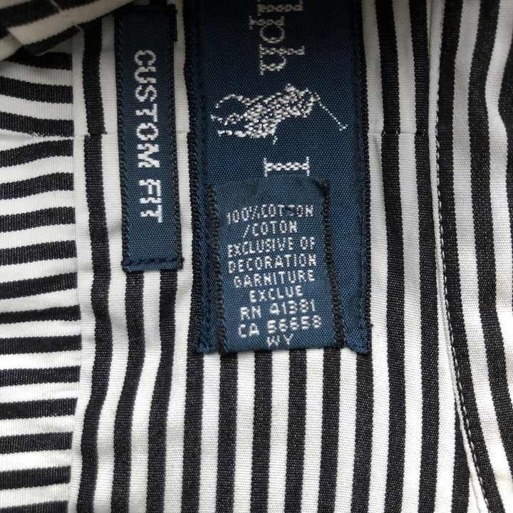 Ralph Lauren CUSTOM FIT long sleeve button down striped shirt men's XL size cotton white type Vintage Second Hand